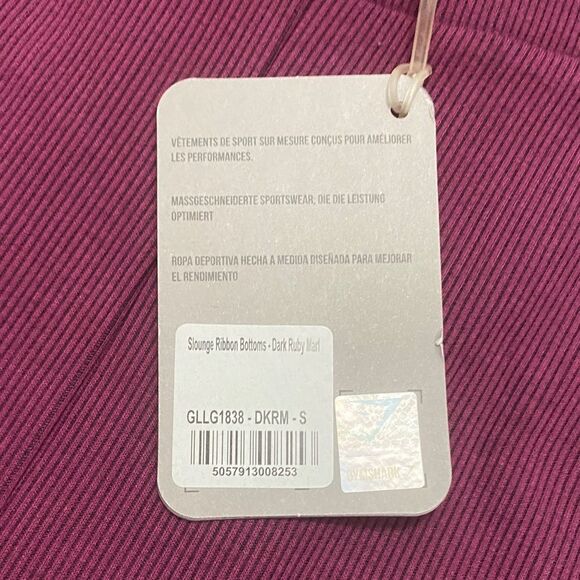 Gymshark Slounge Ribbon Ribbed Leggings in Dark Ruby - Picture 3 of 11